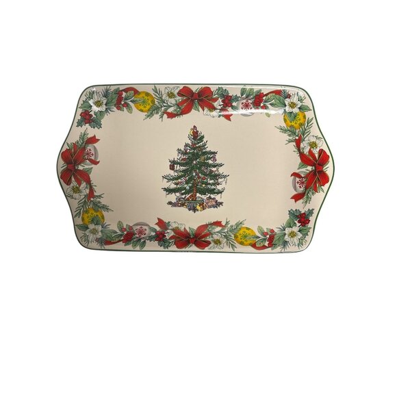 Spode Christmas Tree Dessert Tray & 4 Placemats Set - Picture 2 of 10